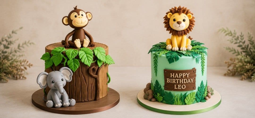 Safari animal birthday cake