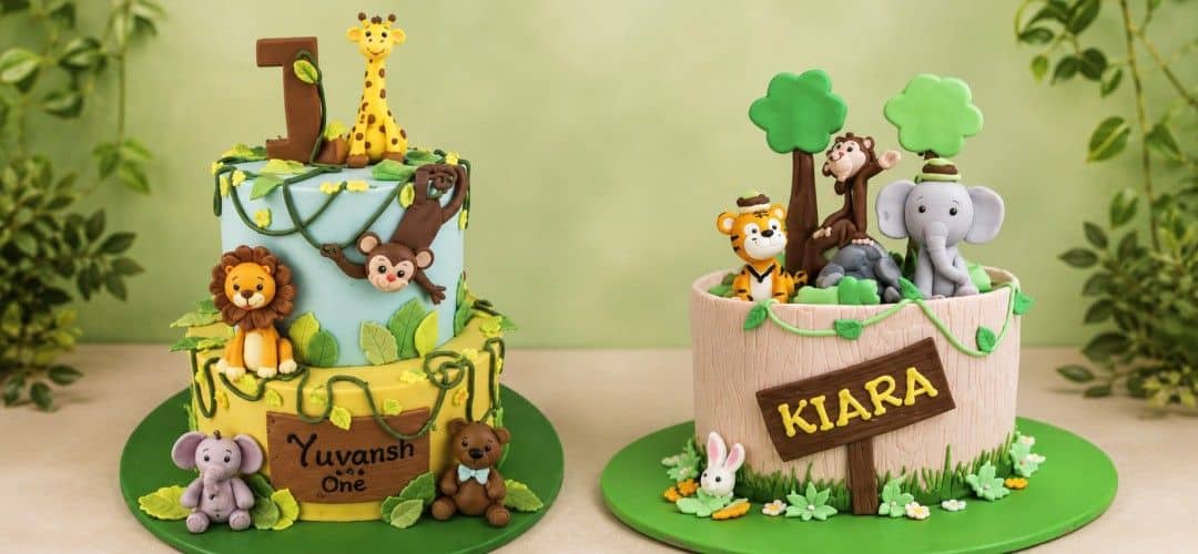 safari animal birthday cake